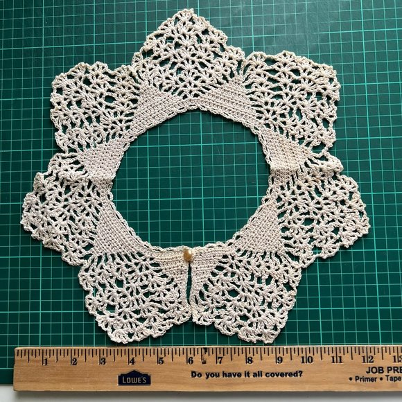 Vintage 50s Crochet Collar Boho Detachable Collar - Picture 2 of 6